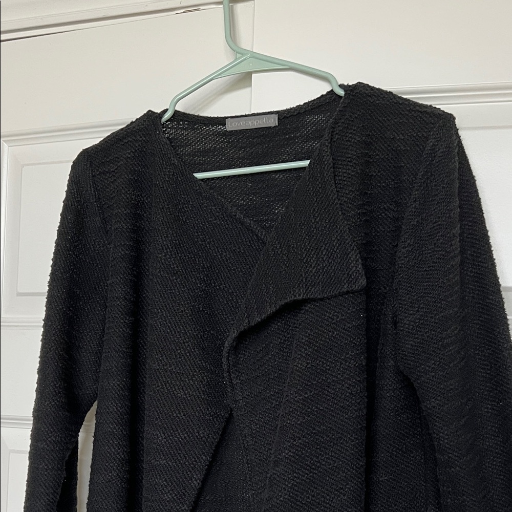 Elegant Black Textured Women's Cardigan
